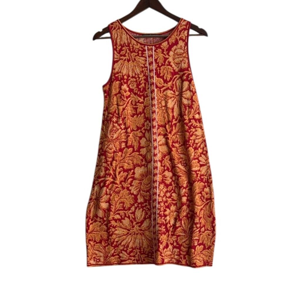 Peruvian Connection Pima Cotton Red Floral Dress Sz M